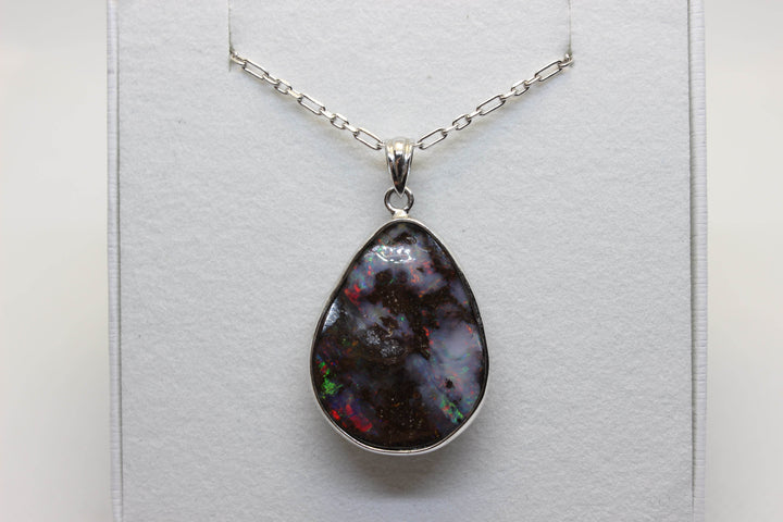 Australian Boulder Opal Pendant in Sterling Silver Setting Pendant Australian Opal House 