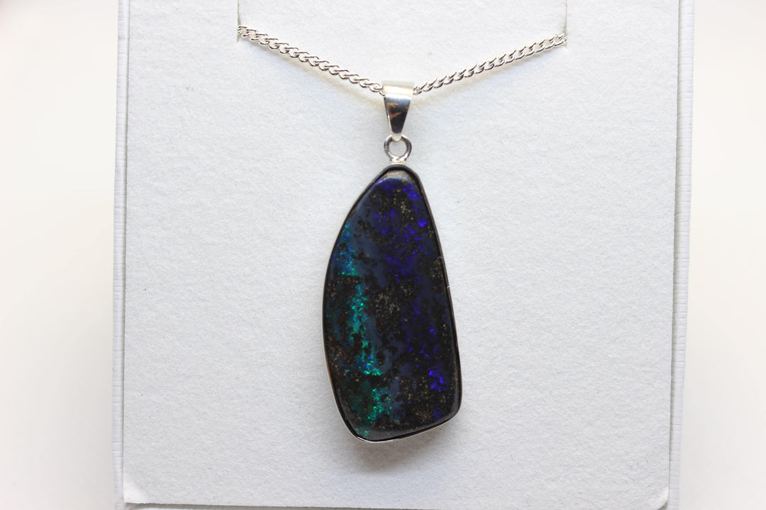 Australian Boulder Opal Pendant in Sterling Silver Setting Pendant Australian Opal House 