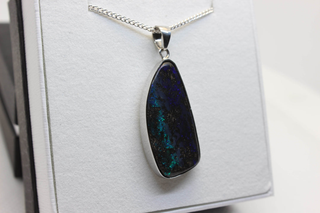 Australian Boulder Opal Pendant in Sterling Silver Setting Pendant Australian Opal House 