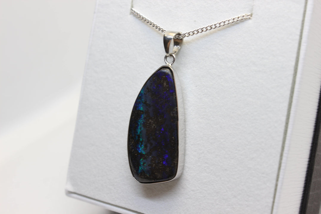 Australian Boulder Opal Pendant in Sterling Silver Setting Pendant Australian Opal House 