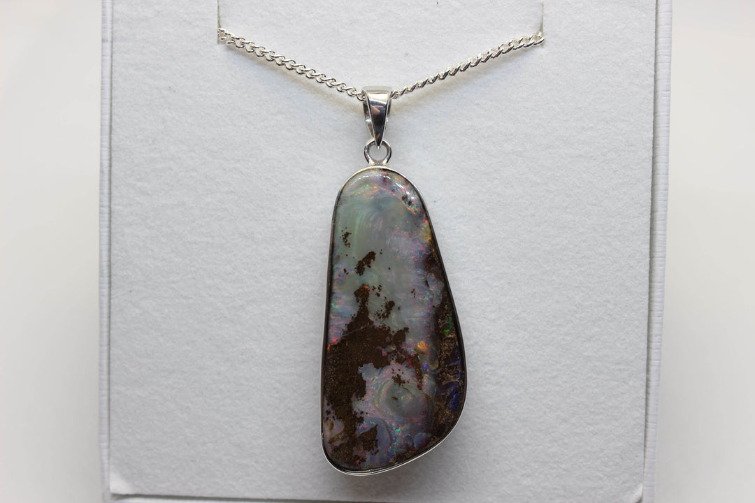 Australian Boulder Opal Pendant in Sterling Silver Setting Pendant Australian Opal House 