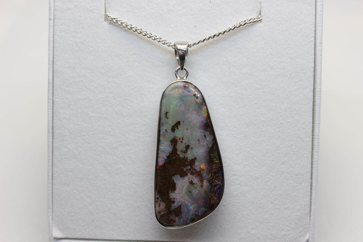 Australian Boulder Opal Pendant in Sterling Silver Setting Pendant Australian Opal House 