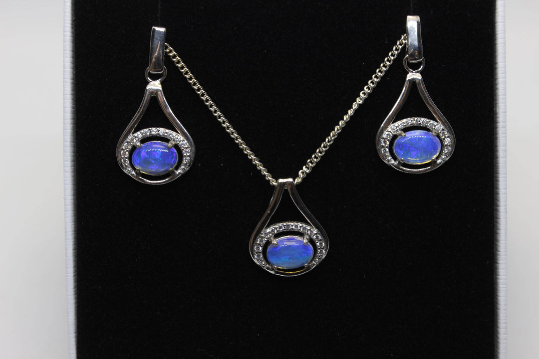 Australian Solid Opal Set in Sterling Silver Setting Set Australian Opal House 