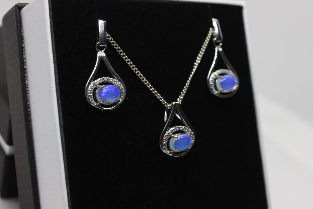 Australian Solid Opal Set in Sterling Silver Setting Set Australian Opal House 