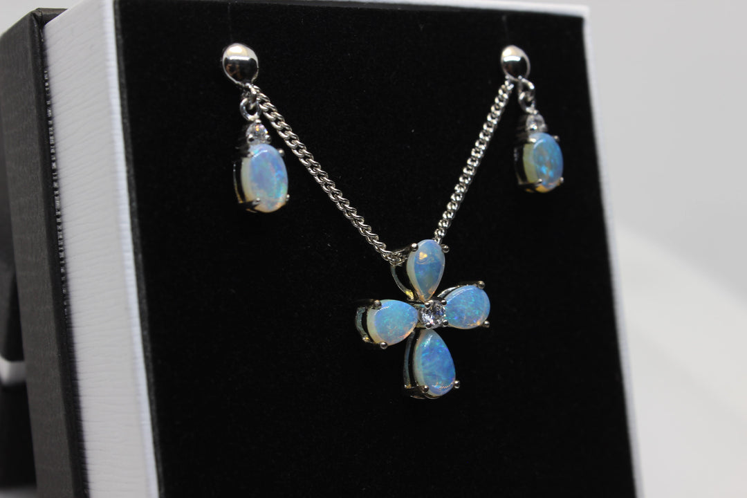 Australian Solid Opal Set in Sterling Silver Setting Set Australian Opal House 