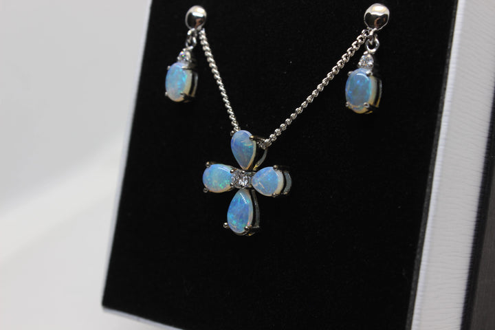 Australian Solid Opal Set in Sterling Silver Setting Set Australian Opal House 