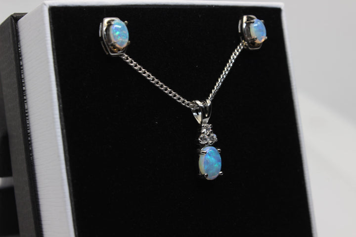 Australian Solid Opal Set in Sterling Silver Setting Set Australian Opal House 