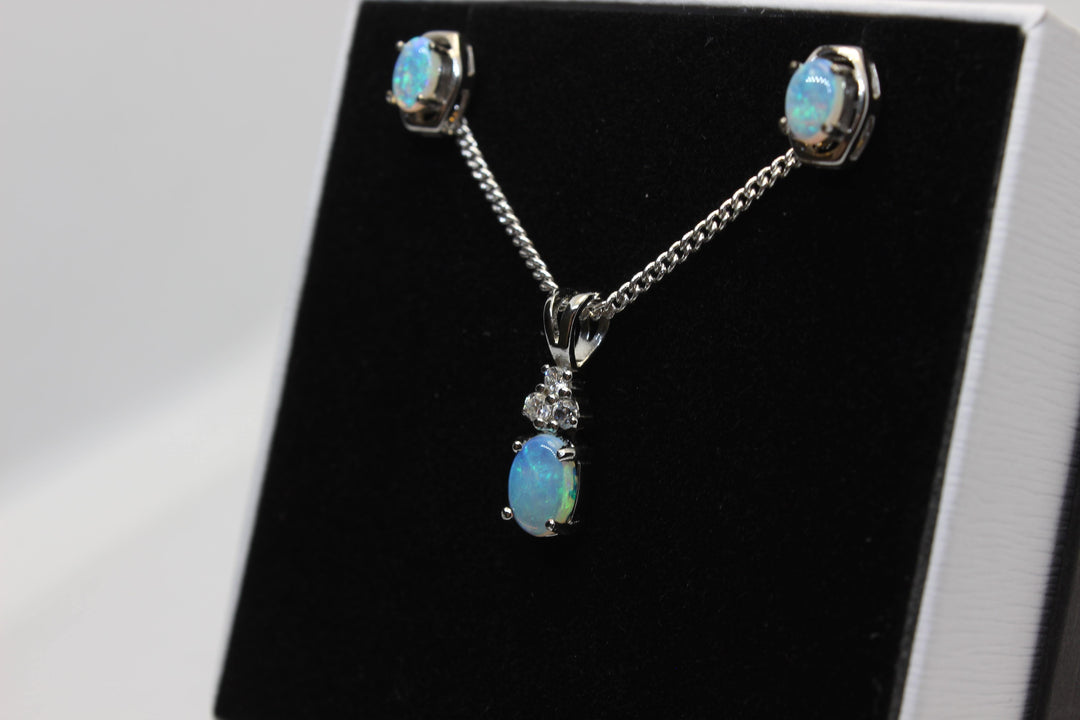 Australian Solid Opal Set in Sterling Silver Setting Set Australian Opal House 