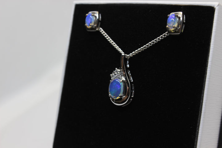 Australian Solid Opal Set in Sterling Silver Setting Set Australian Opal House 