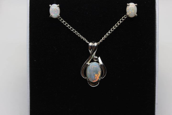 Australian Solid Opal Set in Sterling Silver Setting Set Australian Opal House 