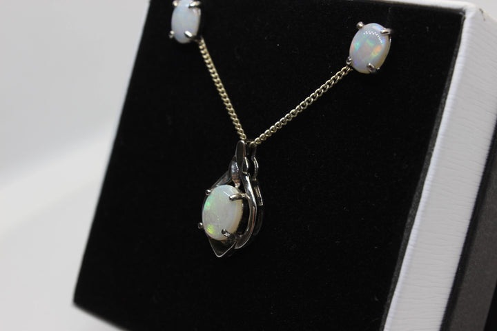 Australian Solid Opal Set in Sterling Silver Setting Set Australian Opal House 