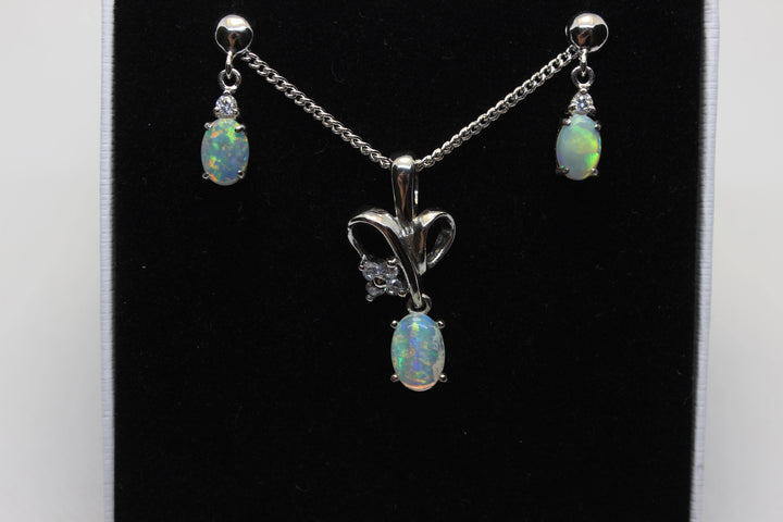 Australian Solid Opal Set in Sterling Silver Setting Set Australian Opal House 