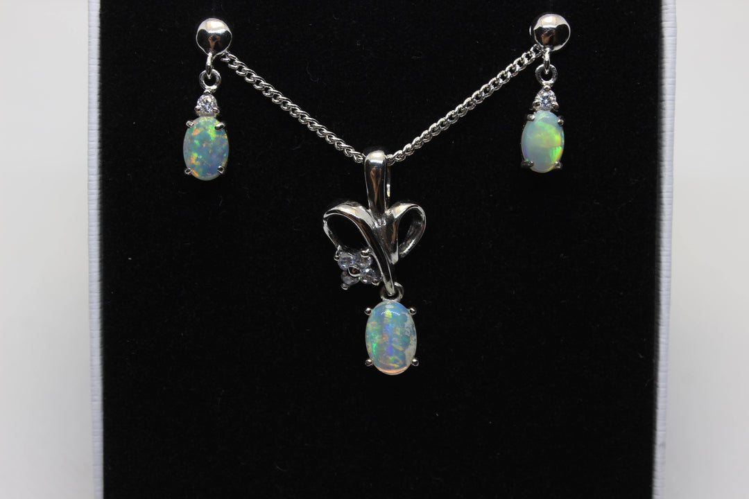 Australian Solid Opal Set in Sterling Silver Setting Set Australian Opal House 