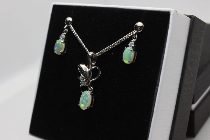 Australian Solid Opal Set in Sterling Silver Setting Set Australian Opal House 