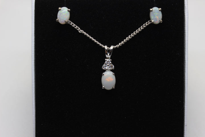 Australian Solid Opal Set in Sterling Silver Setting Set Australian Opal House 