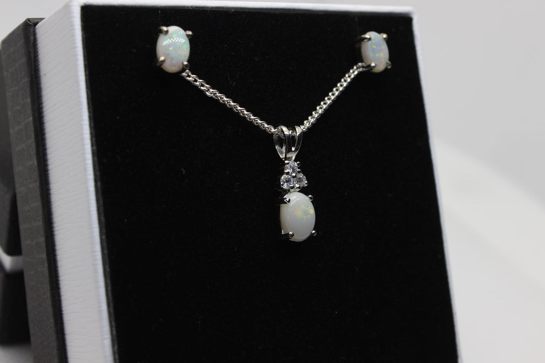 Australian Solid Opal Set in Sterling Silver Setting Set Australian Opal House 