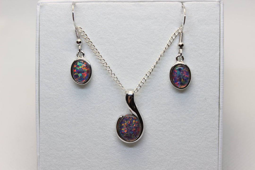 Australian Triplet Opal Set in Sterling Silver Setting Set Australian Opal House 