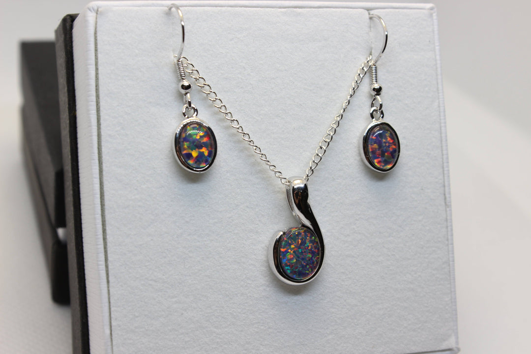 Australian Triplet Opal Set in Sterling Silver Setting Set Australian Opal House 