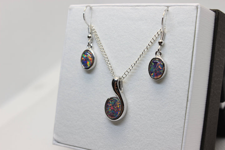 Australian Triplet Opal Set in Sterling Silver Setting Set Australian Opal House 