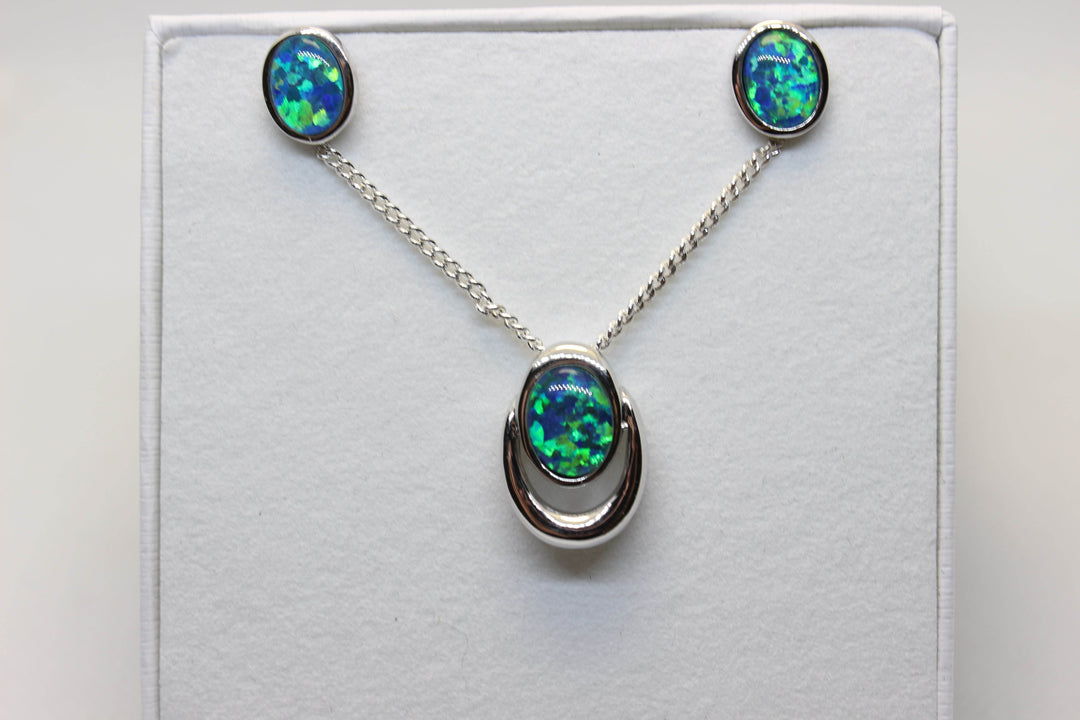 Australian Triplet Opal Set in Sterling Silver Setting Set Australian Opal House 