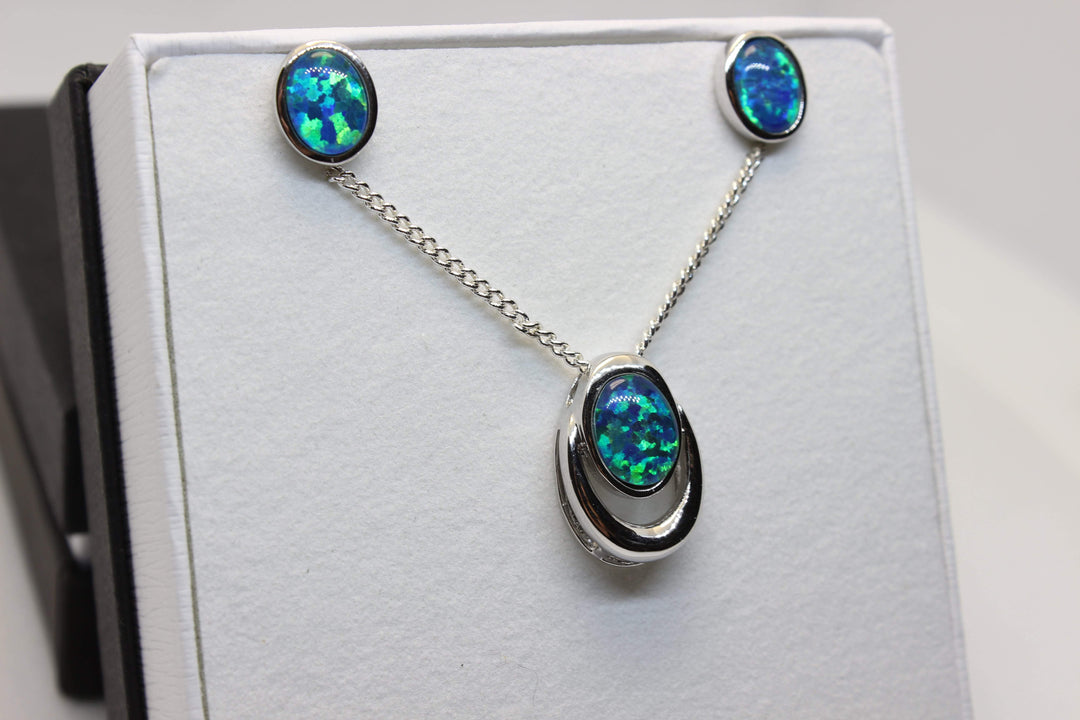 Australian Triplet Opal Set in Sterling Silver Setting Set Australian Opal House 