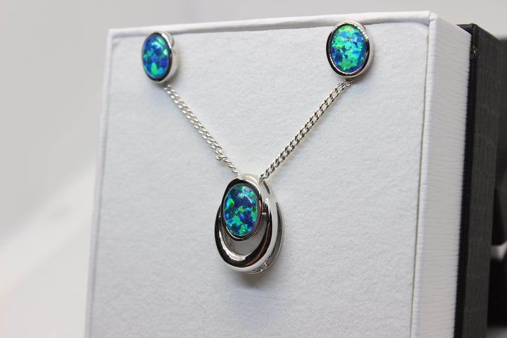 Australian Triplet Opal Set in Sterling Silver Setting Set Australian Opal House 