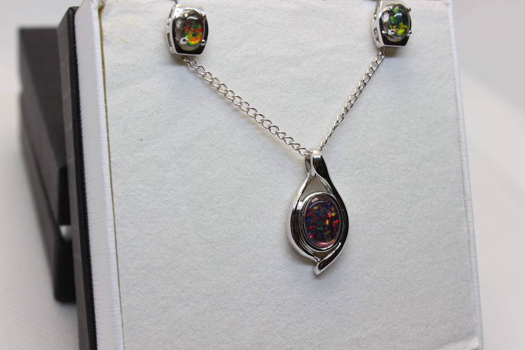 Australian Triplet Opal Set in Sterling Silver Setting Set Australian Opal House 