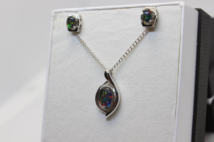 Australian Triplet Opal Set in Sterling Silver Setting Set Australian Opal House 