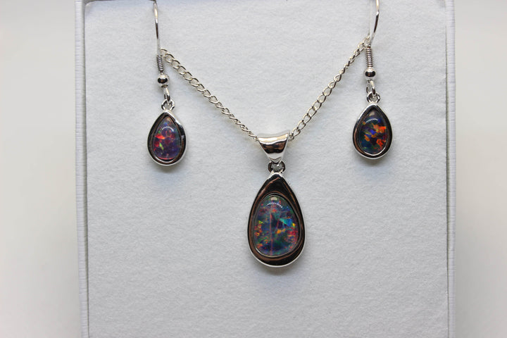 Australian Triplet Opal Set in Sterling Silver Setting Set Australian Opal House 