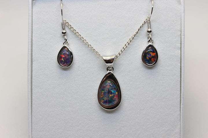 Australian Triplet Opal Set in Sterling Silver Setting Set Australian Opal House 