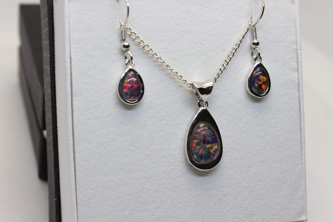 Australian Triplet Opal Set in Sterling Silver Setting Set Australian Opal House 