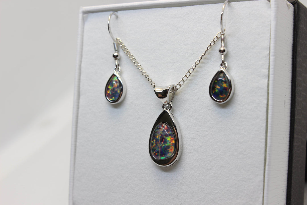 Australian Triplet Opal Set in Sterling Silver Setting Set Australian Opal House 