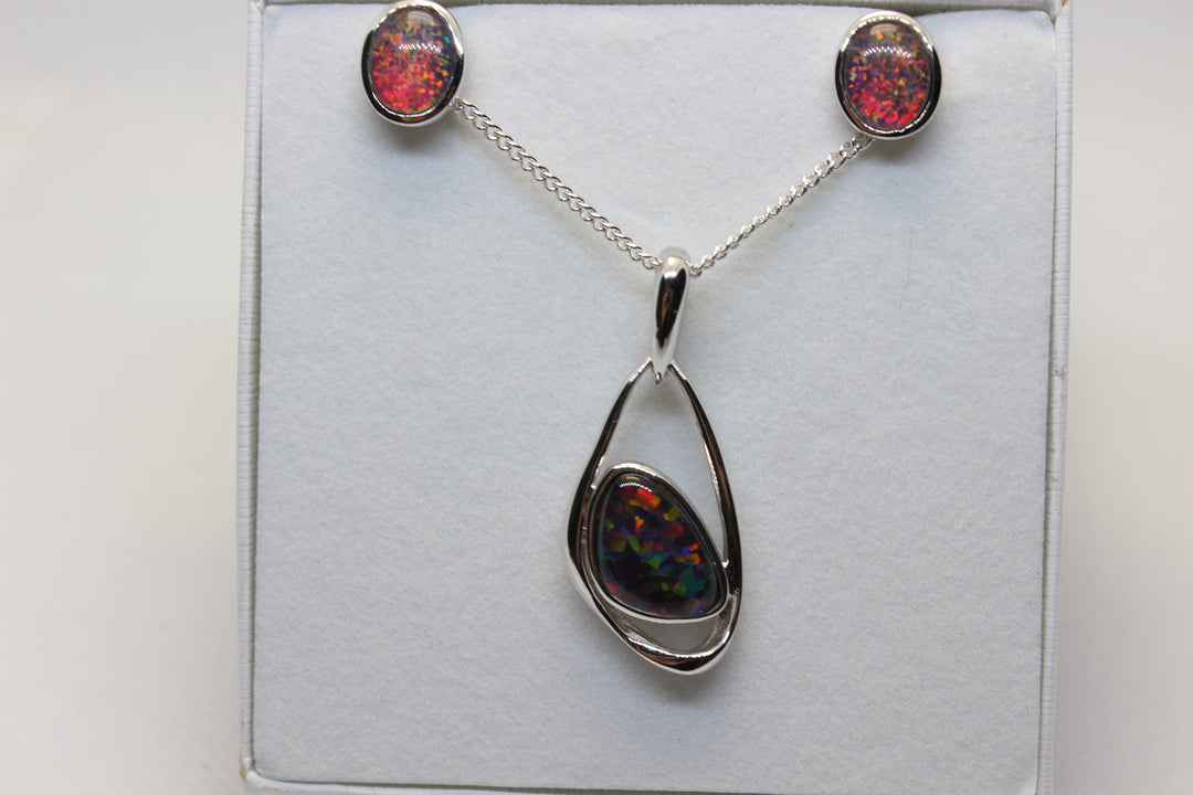 Australian Triplet Opal Set in Sterling Silver Setting Set Australian Opal House 