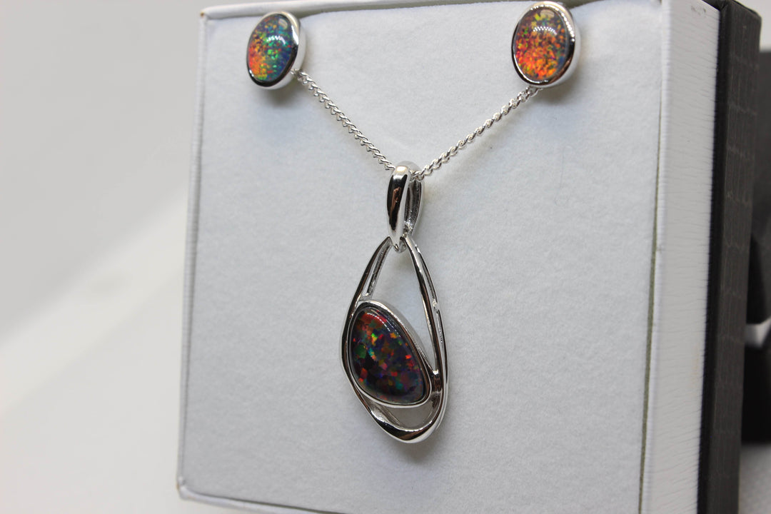 Australian Triplet Opal Set in Sterling Silver Setting Set Australian Opal House 