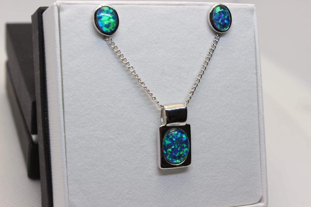 Australian Triplet Opal Set in Sterling Silver Setting Set Australian Opal House 