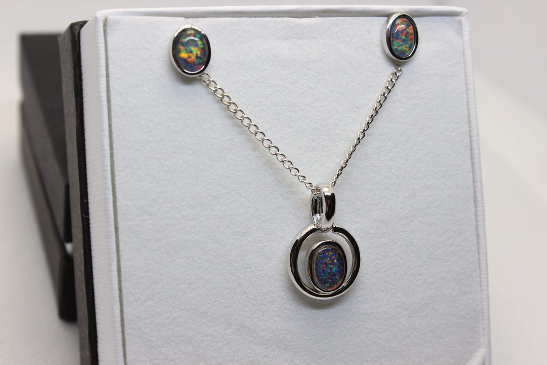 Australian Triplet Opal Set in Sterling Silver Setting Set Australian Opal House 