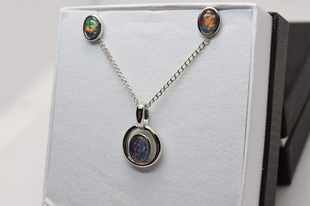 Australian Triplet Opal Set in Sterling Silver Setting Set Australian Opal House 