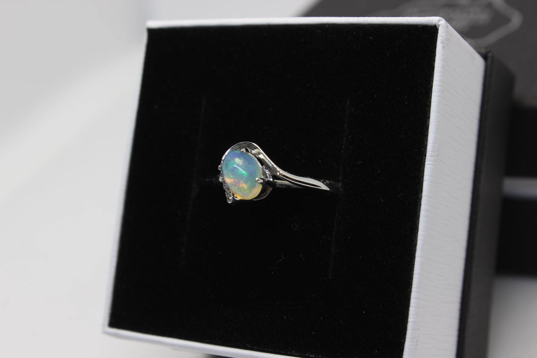 Australian Solid Opal Ring in Sterling Silver Setting Rings Australian Opal House 