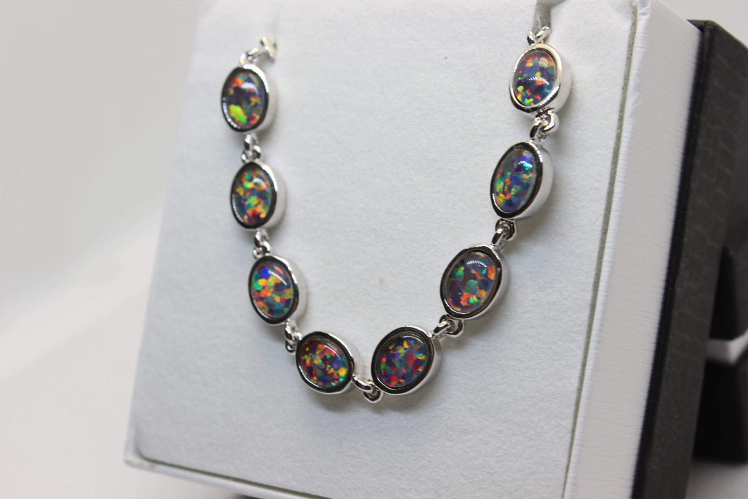 Australian Triplet Opal Bracelet Sterling Silver Setting 18-22cm Bracelet Australian Opal House 