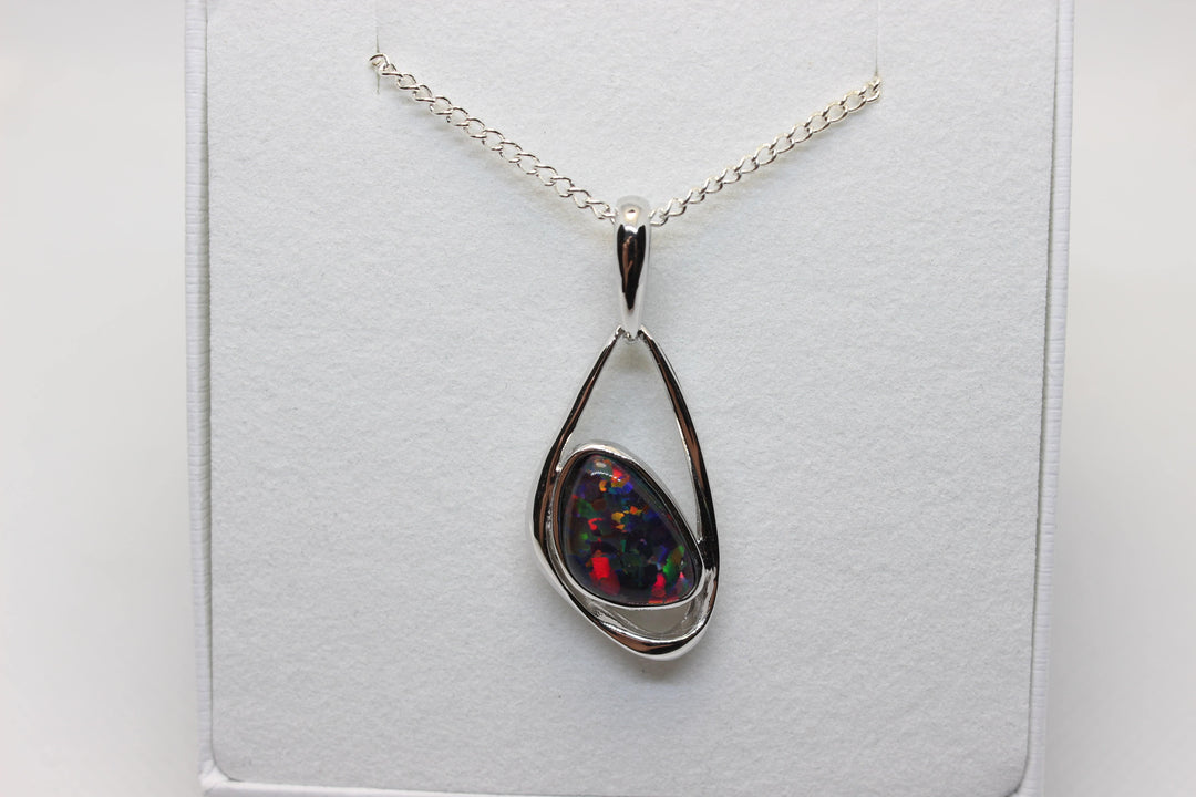 Australian Triplet Opal Pendant in Sterling Silver Setting Pendant Australian Opal House Fire 