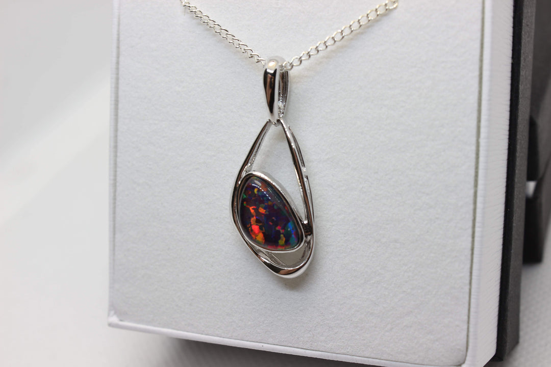 Australian Triplet Opal Pendant in Sterling Silver Setting Pendant Australian Opal House 