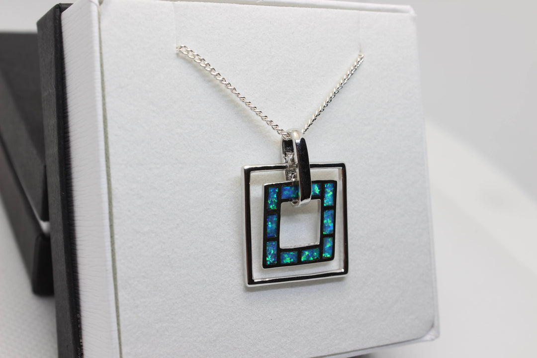 Australian Inlay Opal Pendant in Sterling Silver Setting Pendant Australian Opal House 