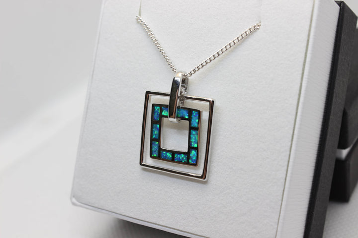 Australian Inlay Opal Pendant in Sterling Silver Setting Pendant Australian Opal House 