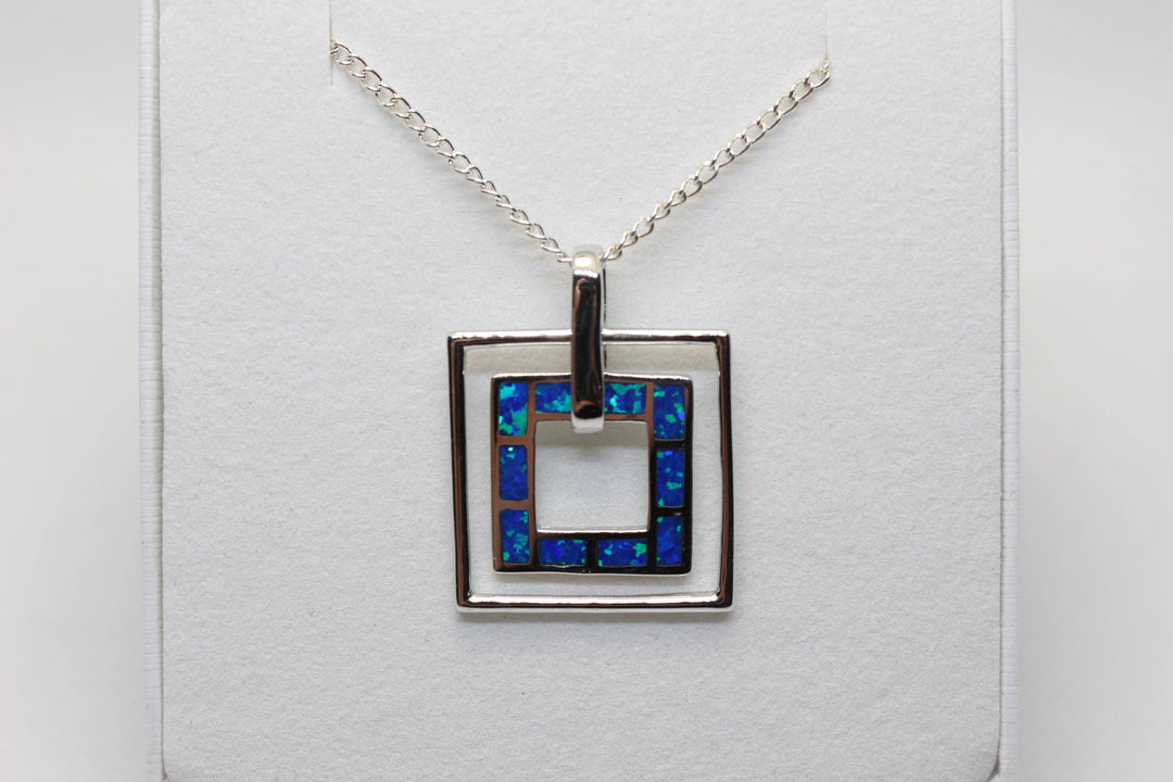 Australian Inlay Opal Pendant in Sterling Silver Setting Pendant Australian Opal House Blue 