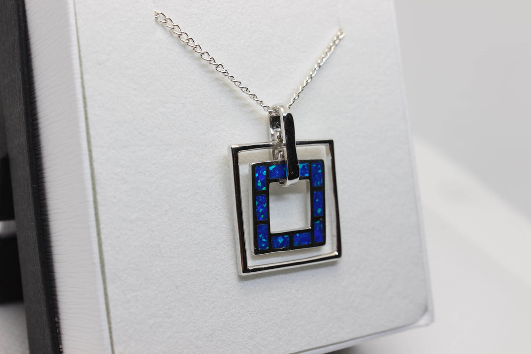 Australian Inlay Opal Pendant in Sterling Silver Setting Pendant Australian Opal House 