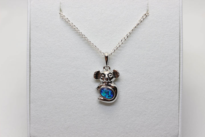 Australian Triplet Opal Pendant in Sterling Silver Setting Koala Pendant Australian Opal House Blue 