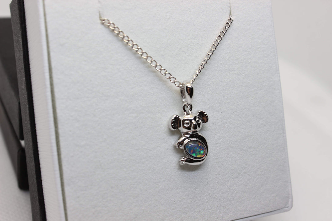 Australian Triplet Opal Pendant in Sterling Silver Setting Koala Pendant Australian Opal House 