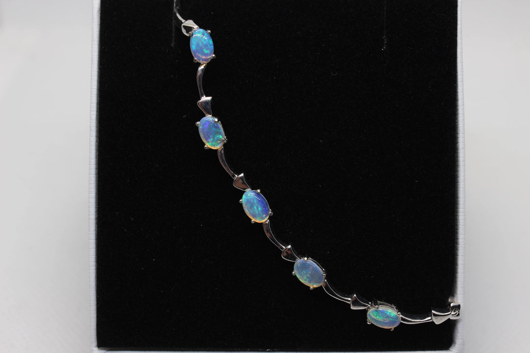 Australian Solid Opal Bracelet in Sterling Silver Setting Pendant Australian Opal House 