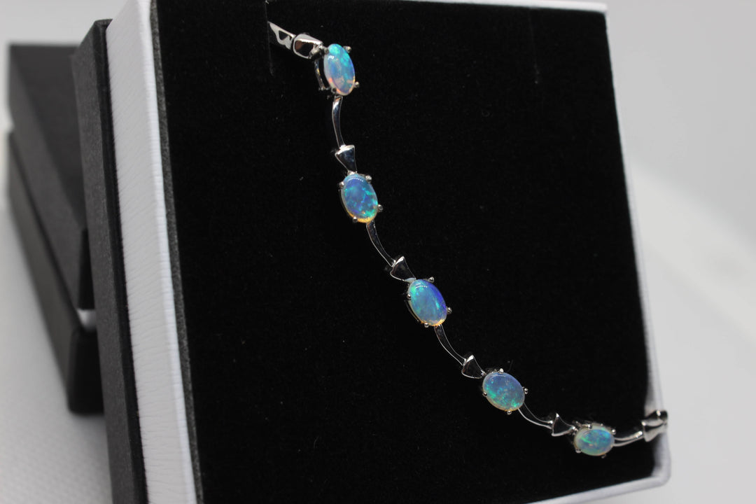 Australian Solid Opal Bracelet in Sterling Silver Setting Pendant Australian Opal House 