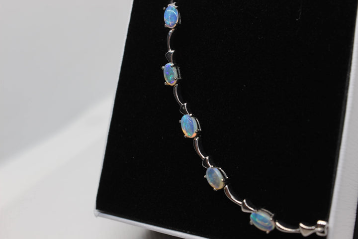 Australian Solid Opal Bracelet in Sterling Silver Setting Pendant Australian Opal House 